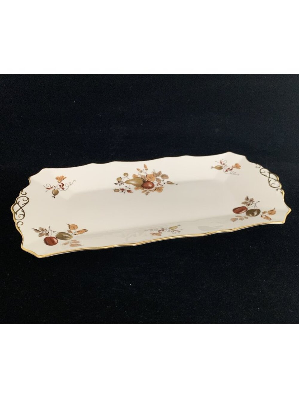 Royal Chelsea Golden Fruit Sandwich Tray 11.25" Bone China Gold Trim England Vtg